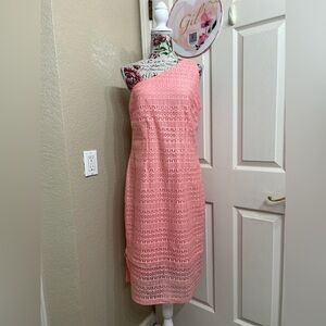 New York & Company Pink One-Shoulder Dress